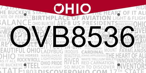 OVB8536 Ohio License Plate