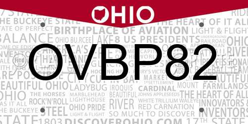 OVBP82 Ohio License Plate