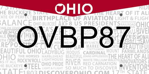 OVBP87 Ohio License Plate