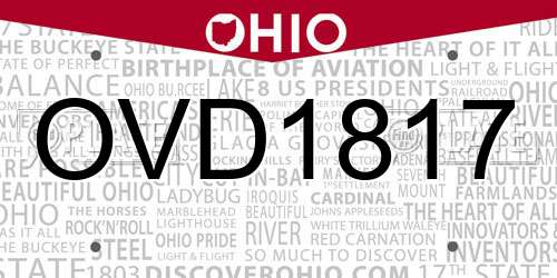 OVD1817 Ohio License Plate