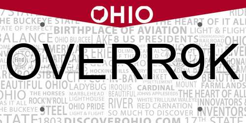 OVERR9K Ohio License Plate