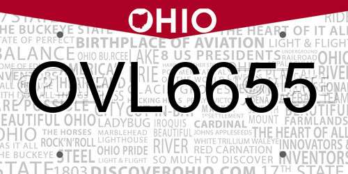 OVL6655 Ohio License Plate