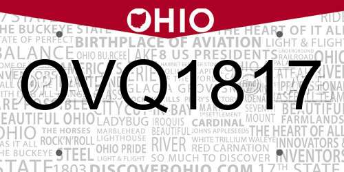 OVQ1817 Ohio License Plate