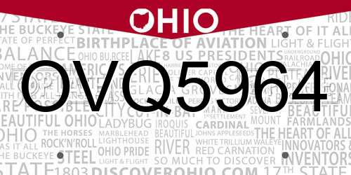 OVQ5964 Ohio License Plate