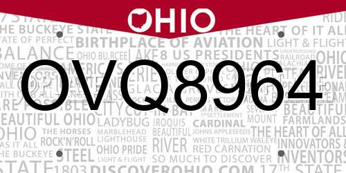 OVQ8964 Ohio License Plate