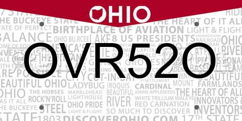 OVR52O Ohio License Plate