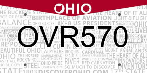 OVR570 Ohio License Plate