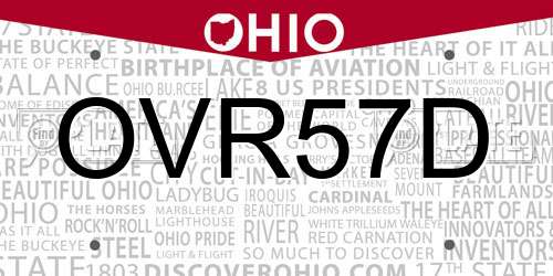 OVR57D Ohio License Plate
