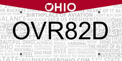OVR82D Ohio License Plate