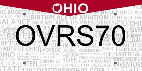 OVRS70 Ohio License Plate