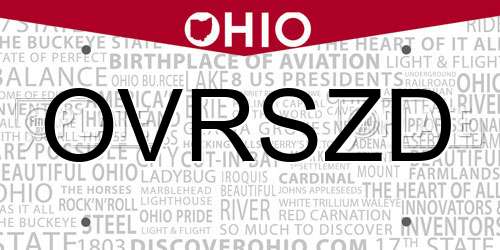 OVRSZD Ohio License Plate