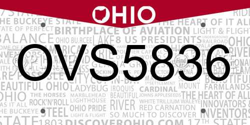 OVS5836 Ohio License Plate