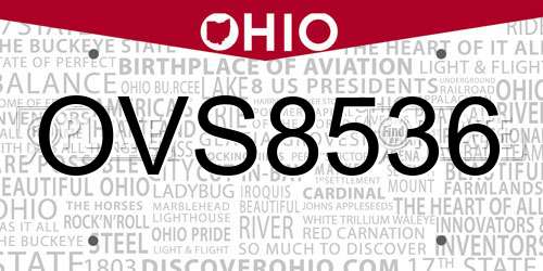 OVS8536 Ohio License Plate