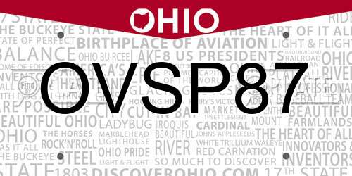 OVSP87 Ohio License Plate