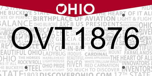 OVT1876 Ohio License Plate