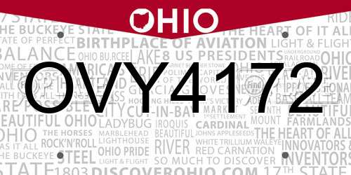 OVY4172 Ohio License Plate