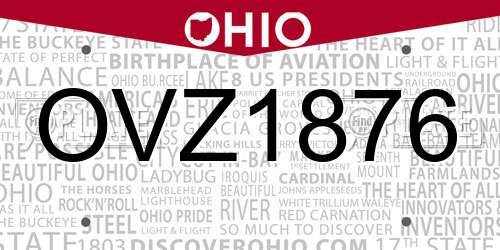 OVZ1876 Ohio License Plate