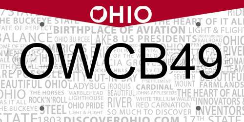 OWCB49 Ohio License Plate