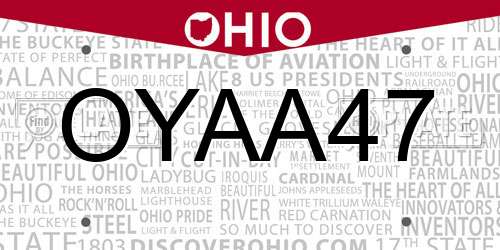 OYAA47 Ohio License Plate