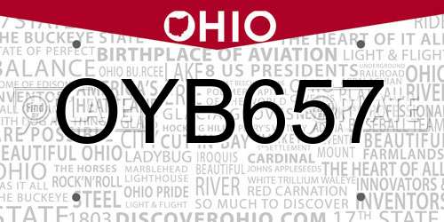 OYB657 Ohio License Plate