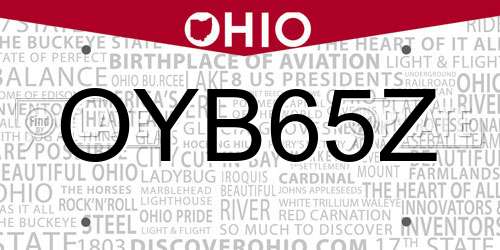 OYB65Z Ohio License Plate