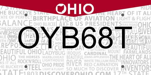 OYB68T Ohio License Plate