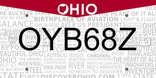 OYB68Z Ohio License Plate