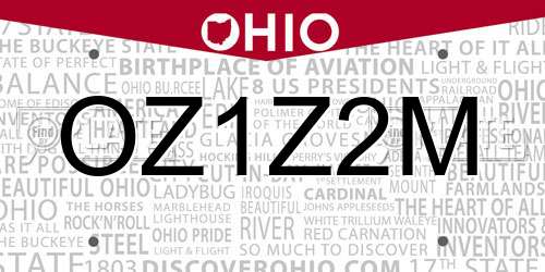OZ1Z2M Ohio License Plate