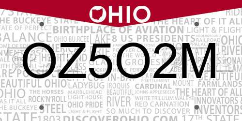 OZ5O2M Ohio License Plate