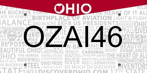 OZAI46 Ohio License Plate