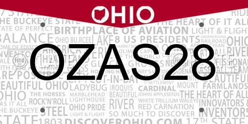 OZAS28 Ohio License Plate