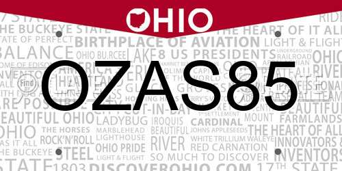 OZAS85 Ohio License Plate
