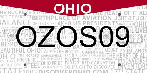 OZOS09 Ohio License Plate