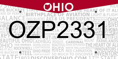 OZP2331 Ohio License Plate