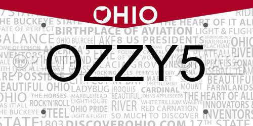 OZZY5 Ohio License Plate