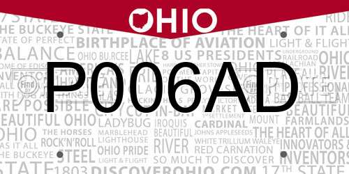 P006AD Ohio License Plate