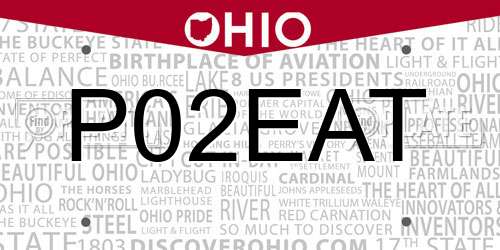 P02EAT Ohio License Plate