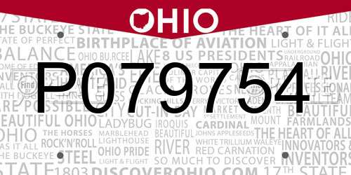 P079754 Ohio License Plate
