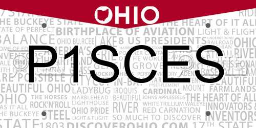 P1SCES Ohio License Plate