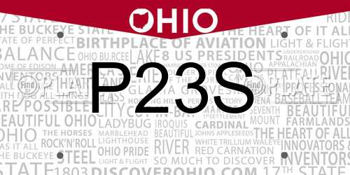 P23S Ohio License Plate