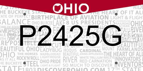 P2425G Ohio License Plate