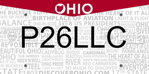 P26LLC Ohio License Plate
