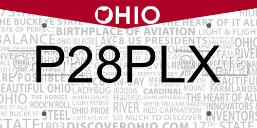 P28PLX Ohio License Plate