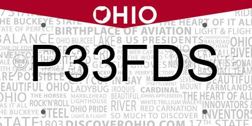 P33FDS Ohio License Plate