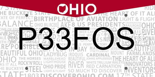 P33FOS Ohio License Plate