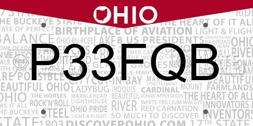 P33FQB Ohio License Plate