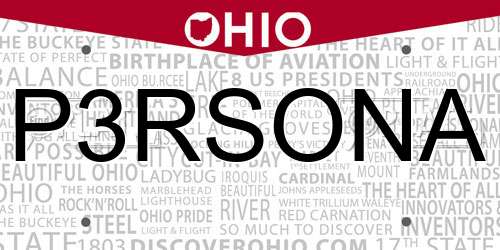 P3RSONA Ohio License Plate