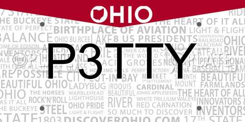 P3TTY Ohio License Plate