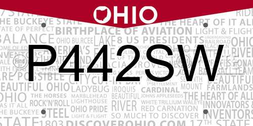 P442SW Ohio License Plate