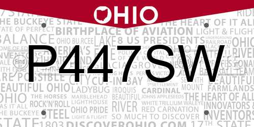 P447SW Ohio License Plate
